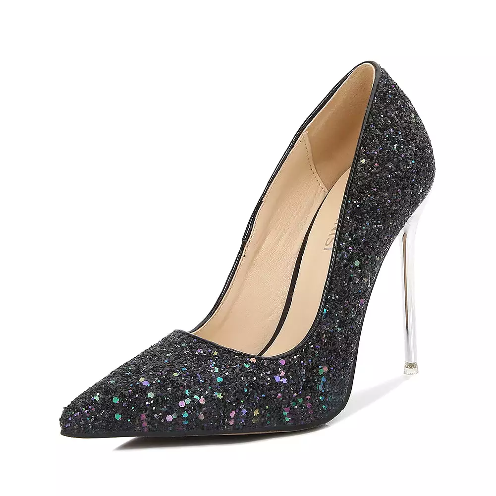 Women's Sequins Shallow Stiletto Heel Pumps