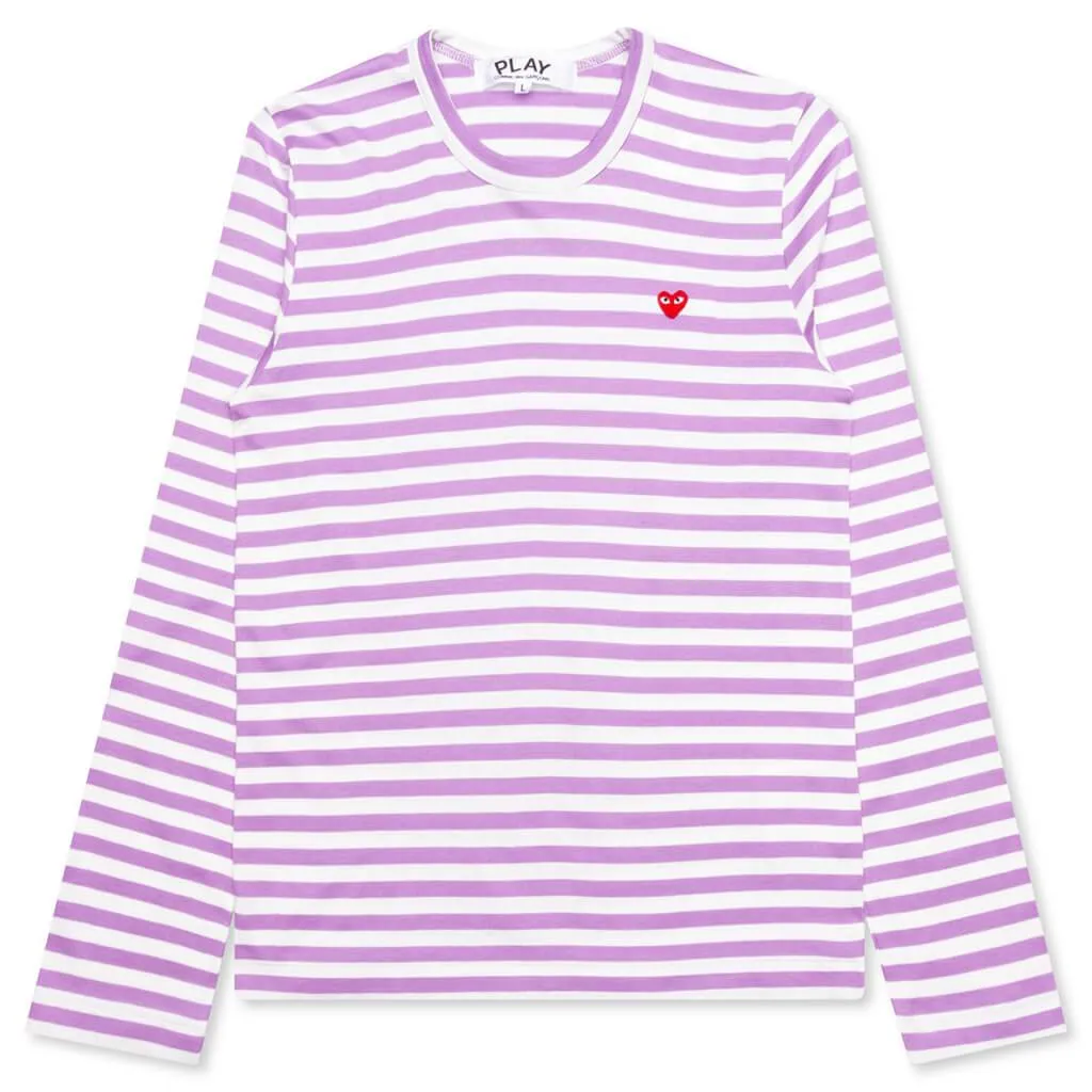 Women's Striped Long Sleeve T-Shirt - Purple