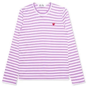 Women's Striped Long Sleeve T-Shirt - Purple