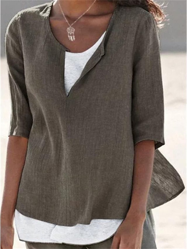 Women's V-Neck Half Sleeve Blouse - Casual and Versatile