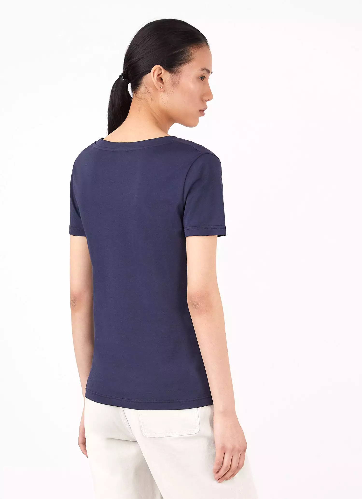 Women's V-neck T-shirt in Navy