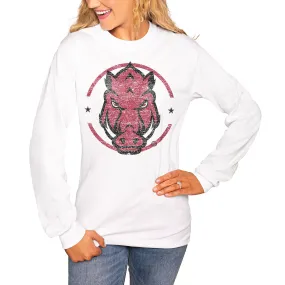 Women's White Arkansas Razorbacks End Zone Long Sleeve T-Shirt