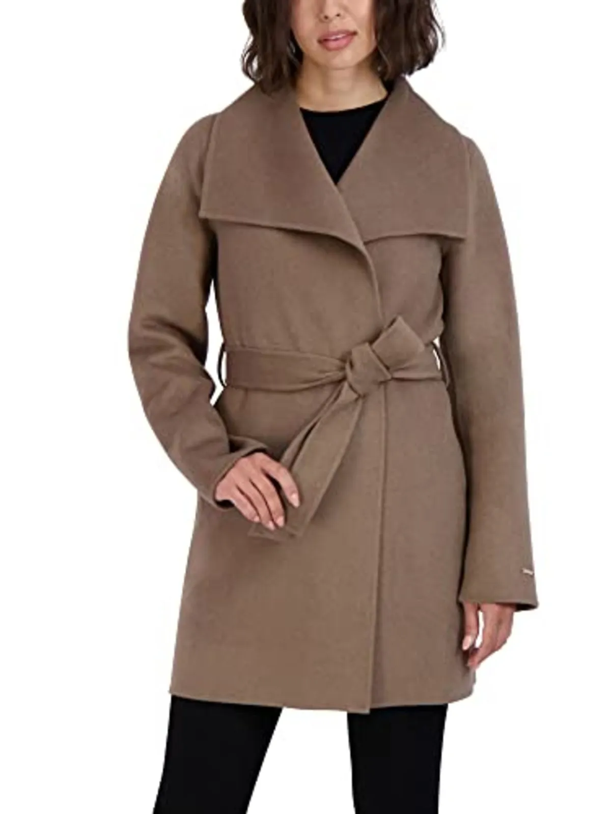 Wool Wrap Coat Belted Jacket - Mink