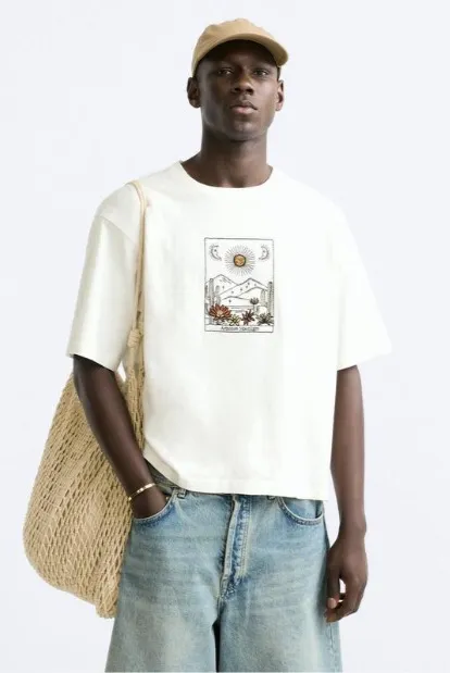 ZARA  |Cotton Short Sleeves T-Shirts